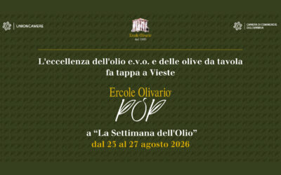 Ercole Olivario protagonista della “Settimana dell’olio” in programma a Vieste (FG) dal 23 al 27 agosto 2026